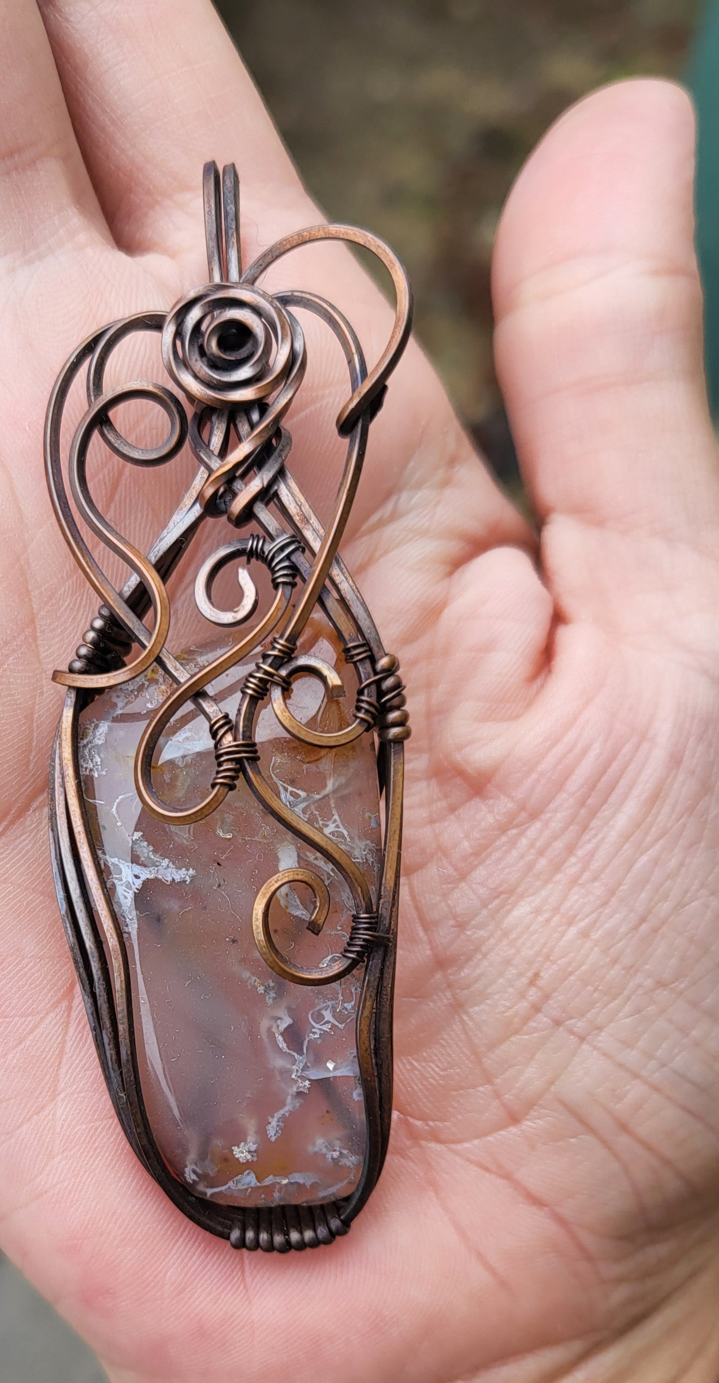 Moss Agate Cabochon Pendant