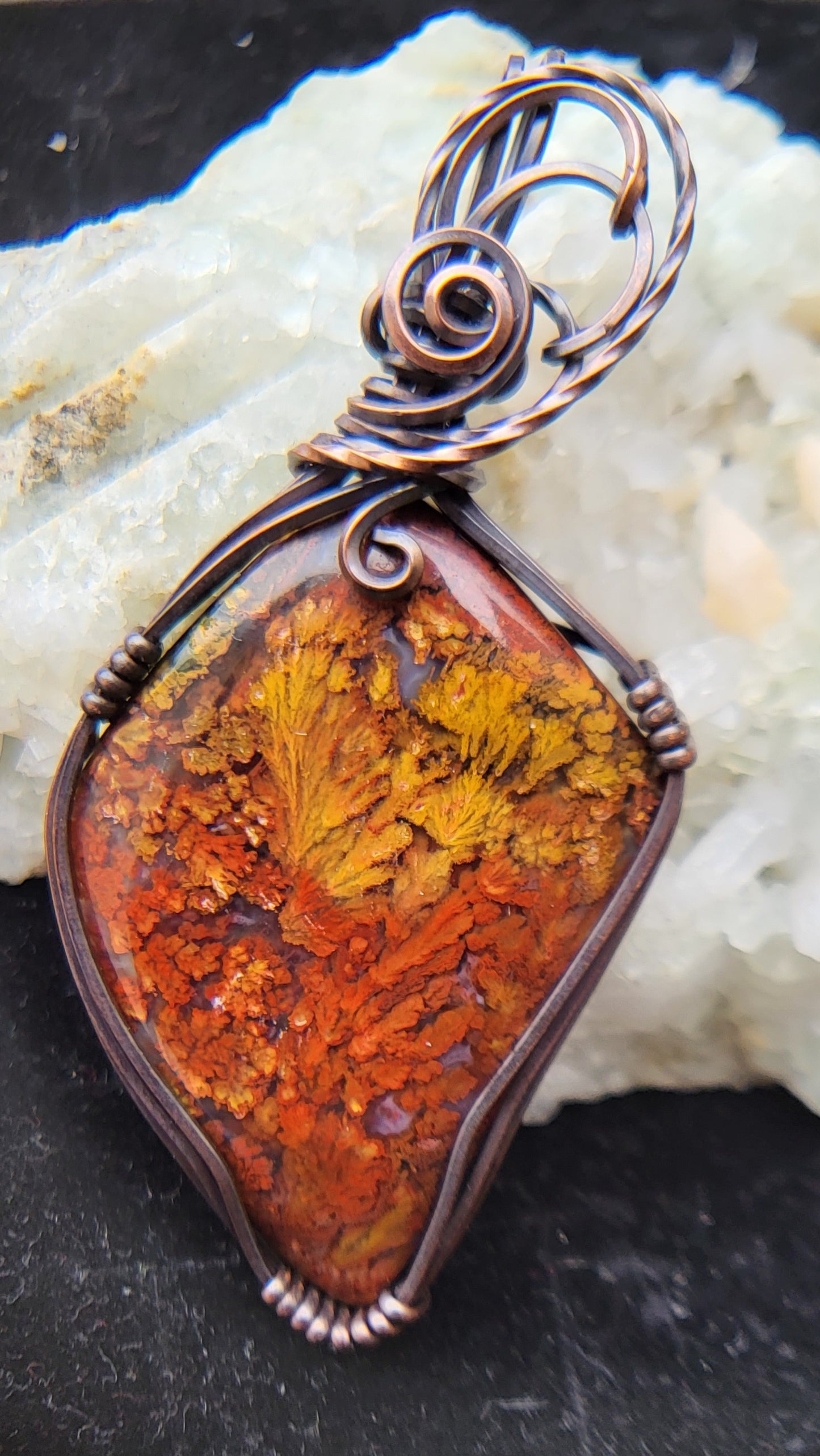 Plume Agate Cabochon Pendant