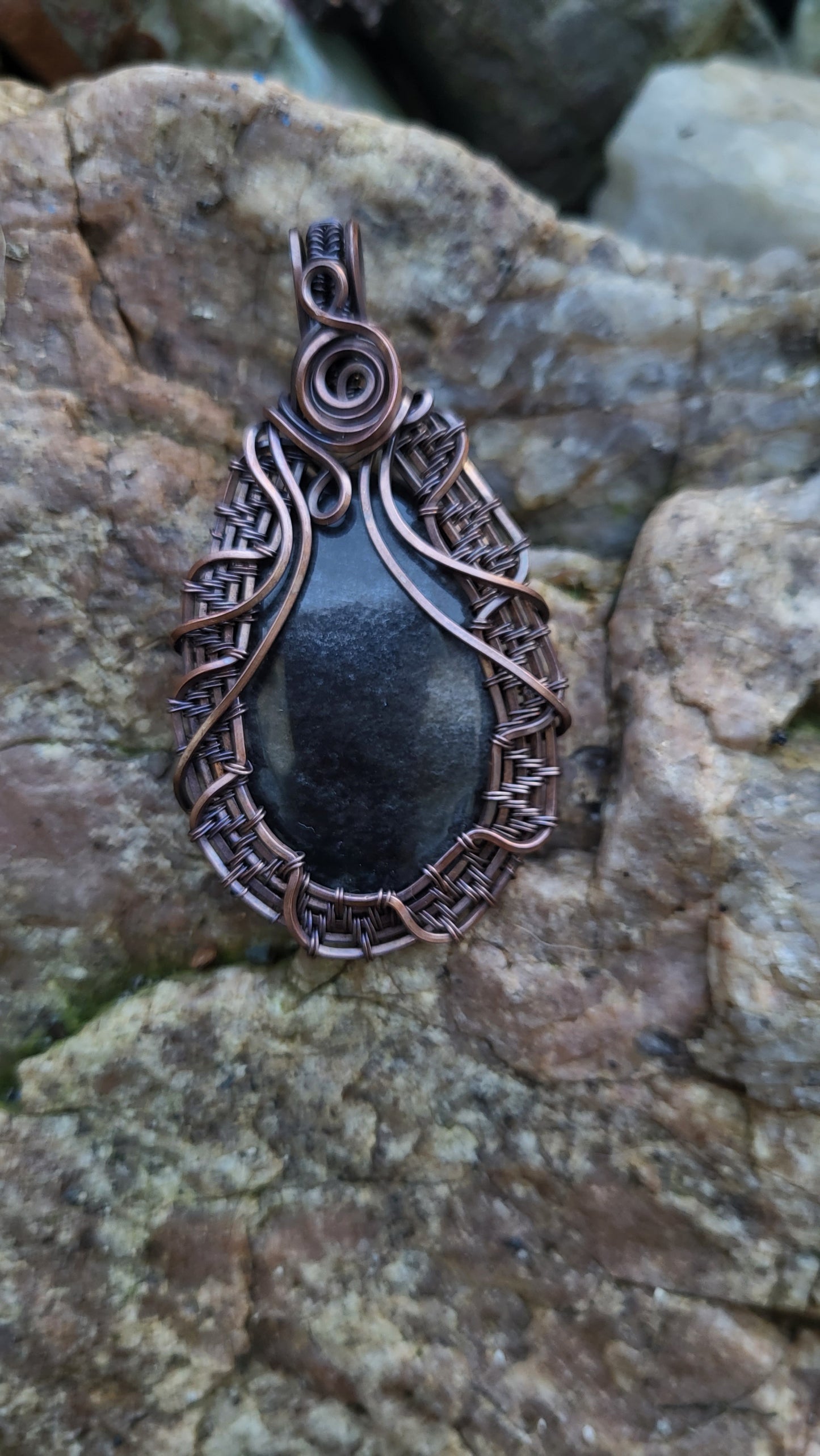 Silver Sheen Obsidian Pendant