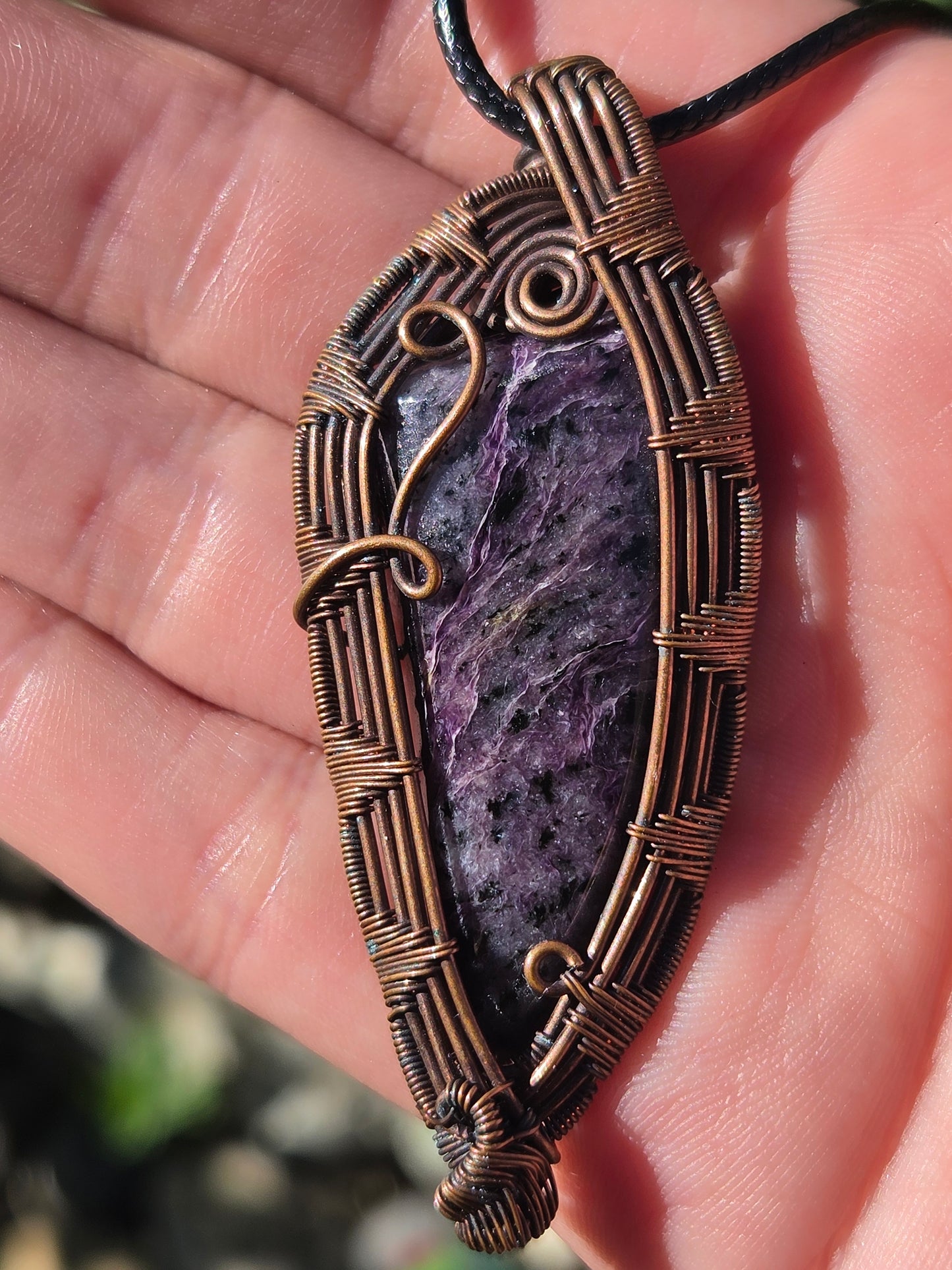 Charoite Copper Wire Wrap Pendant