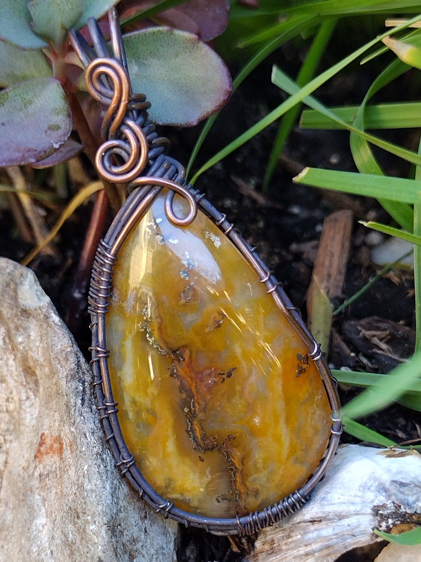 Trent Agate Copper Wire Wrap Pendant