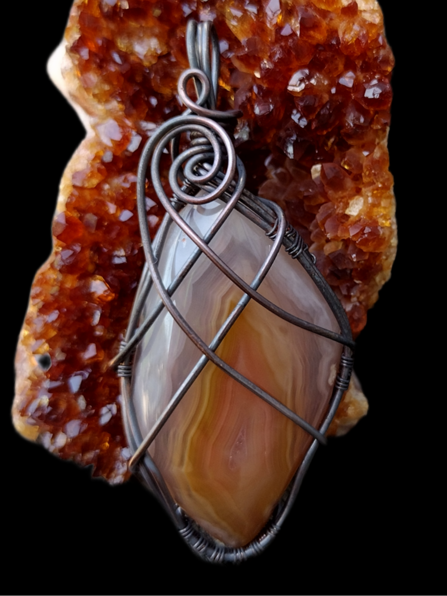 Orange Banded Botswana Agate Pendant