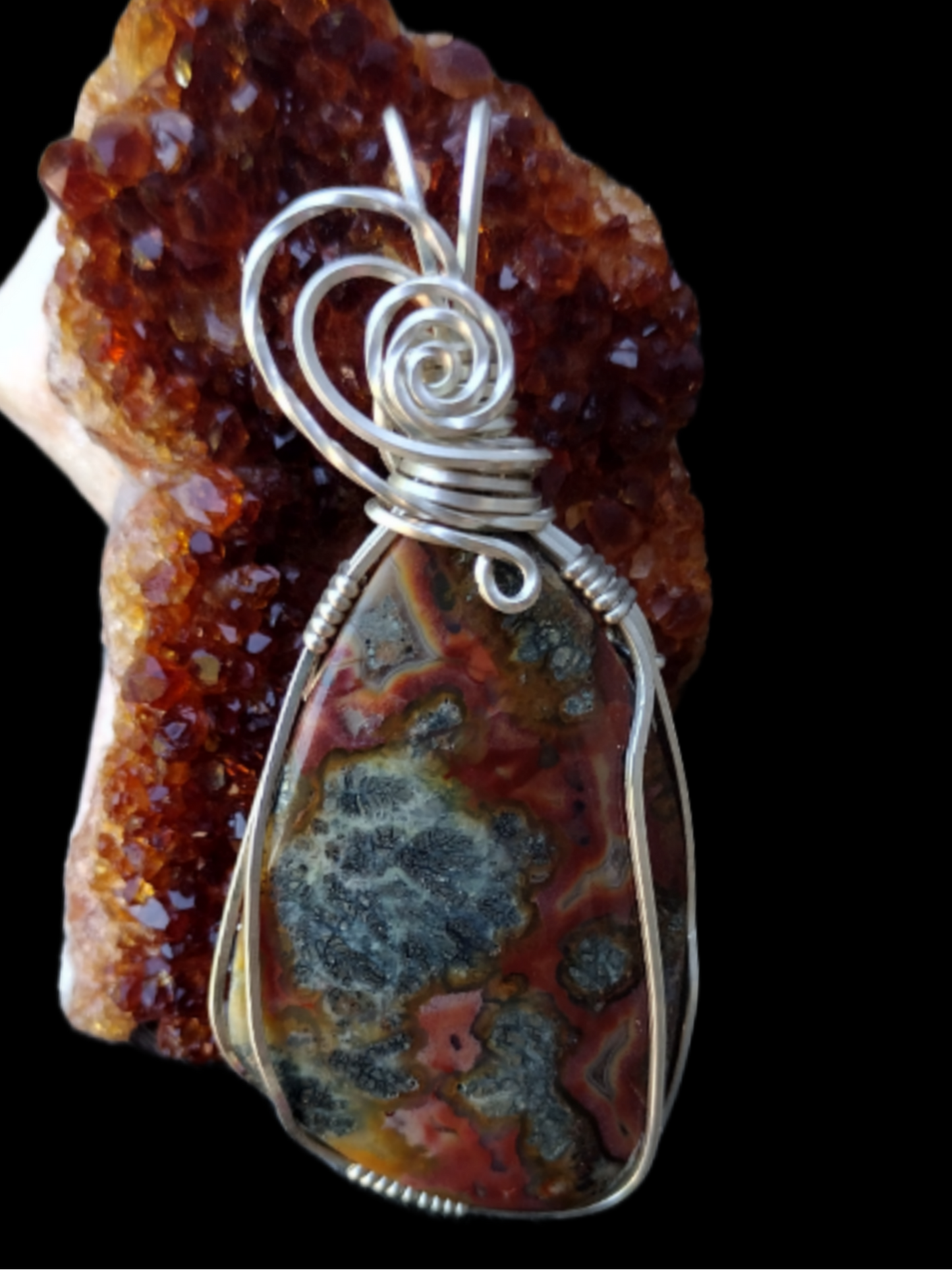 Square .925 Sterling Silver Pendant Featuring Marcasite Carnelian Cabochon
