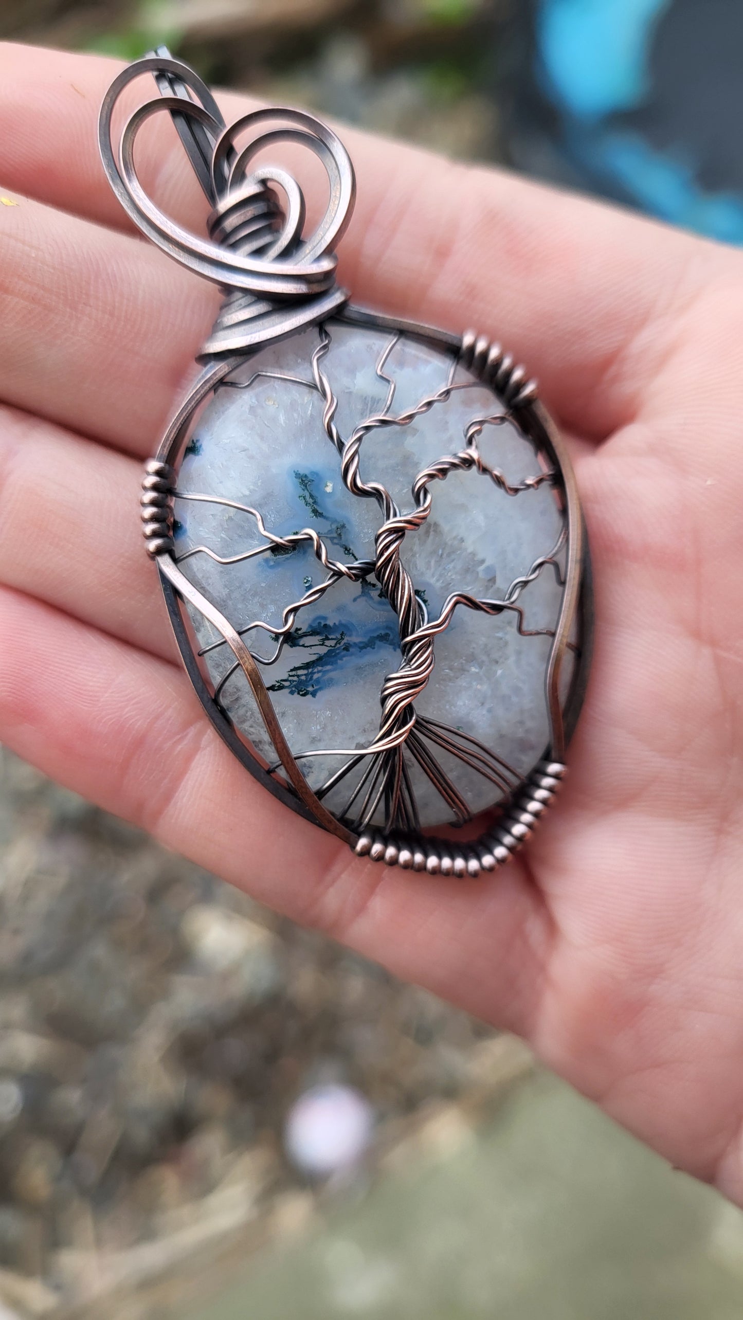 Moss Agate Tree Of Life Pendant