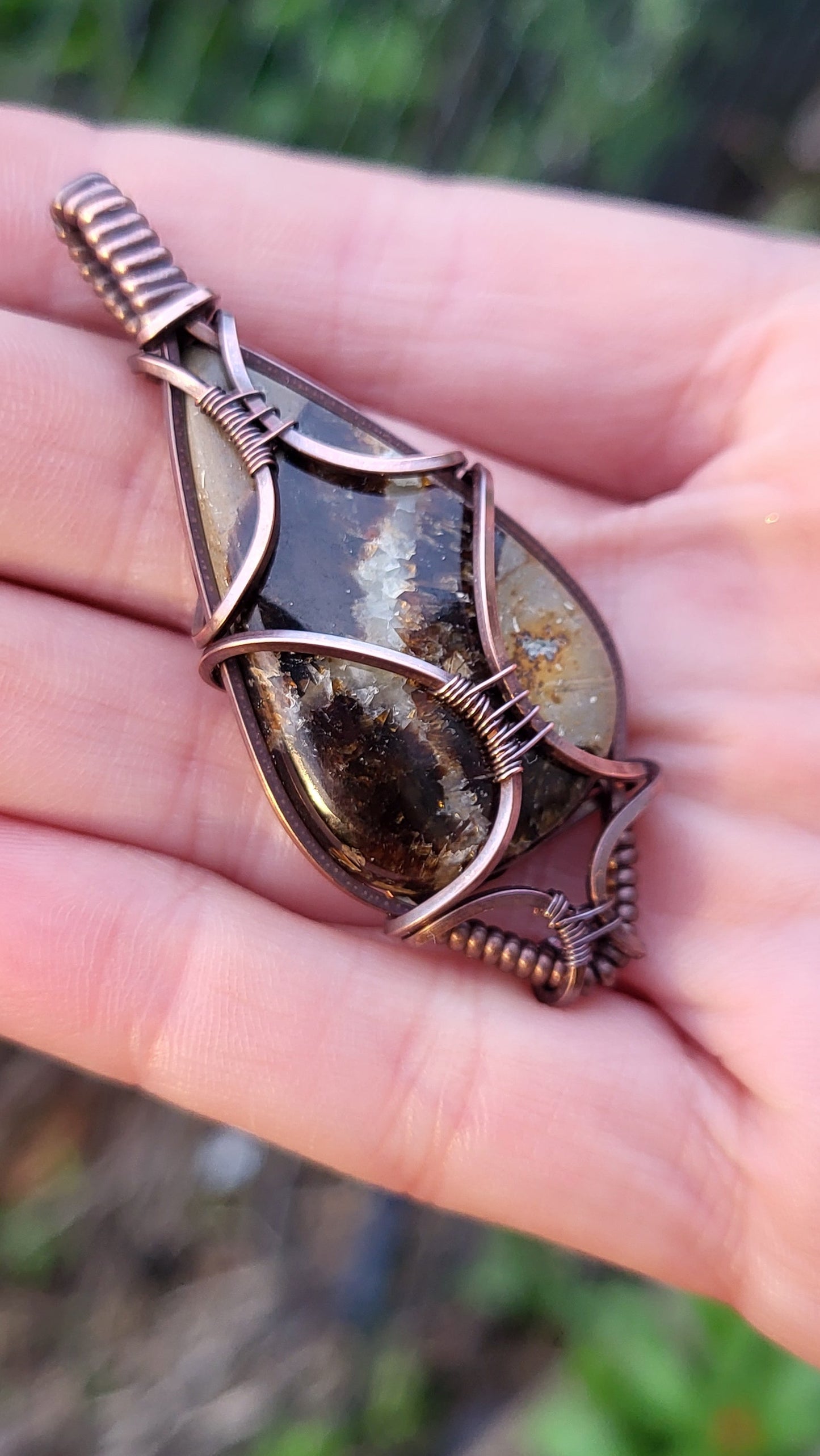 Septarian & Copper Pendant