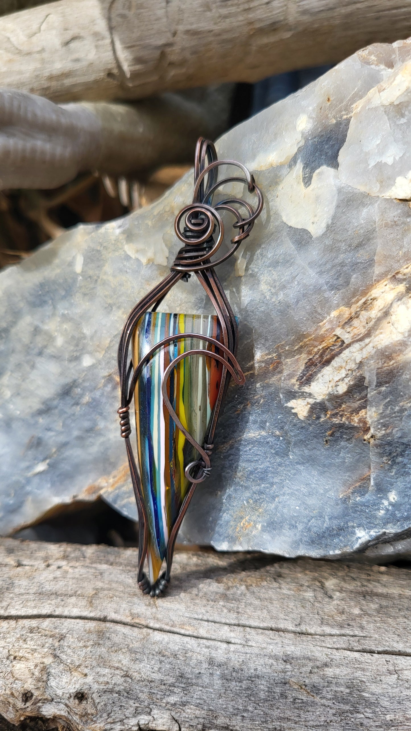 Surfite Cabochon Pendant w/ Ocean Wave Accent