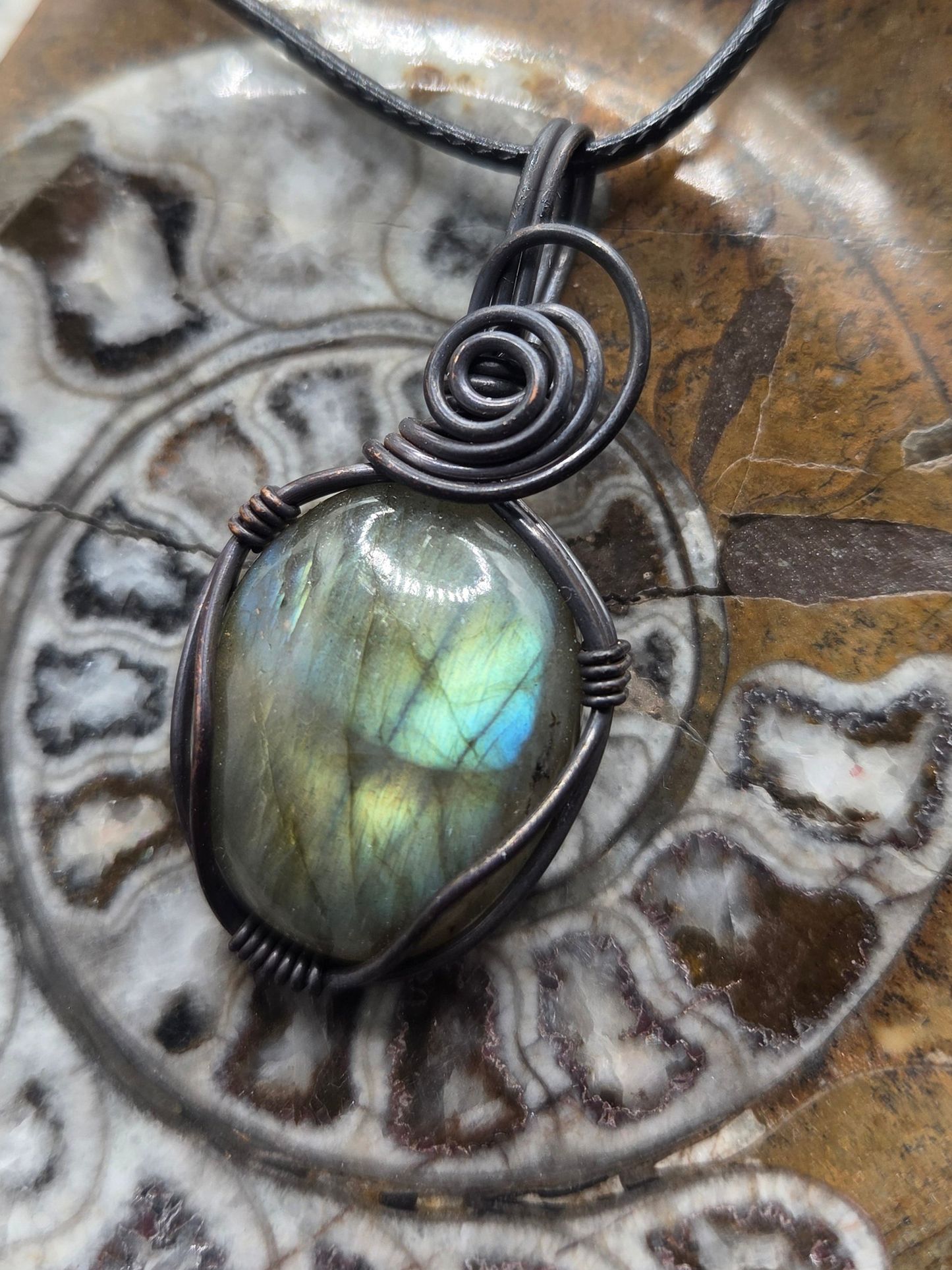 Labradorite Copper Pendant