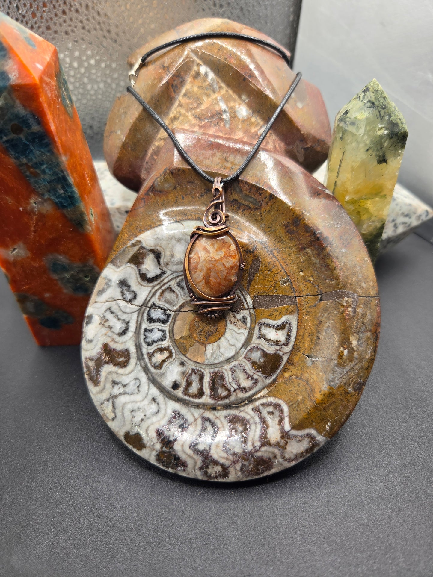 Handcrafted Oxidized Copper Agate Pendant