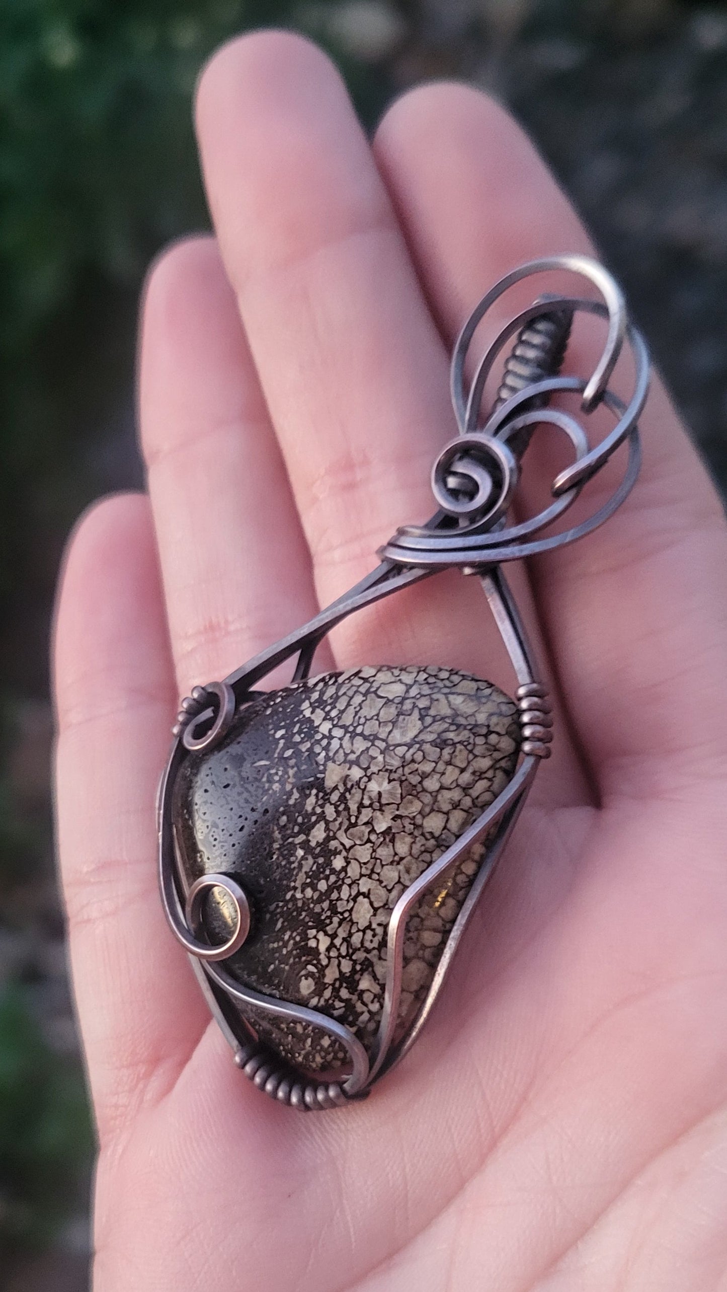 Gembone Cabochon Copper Pendant