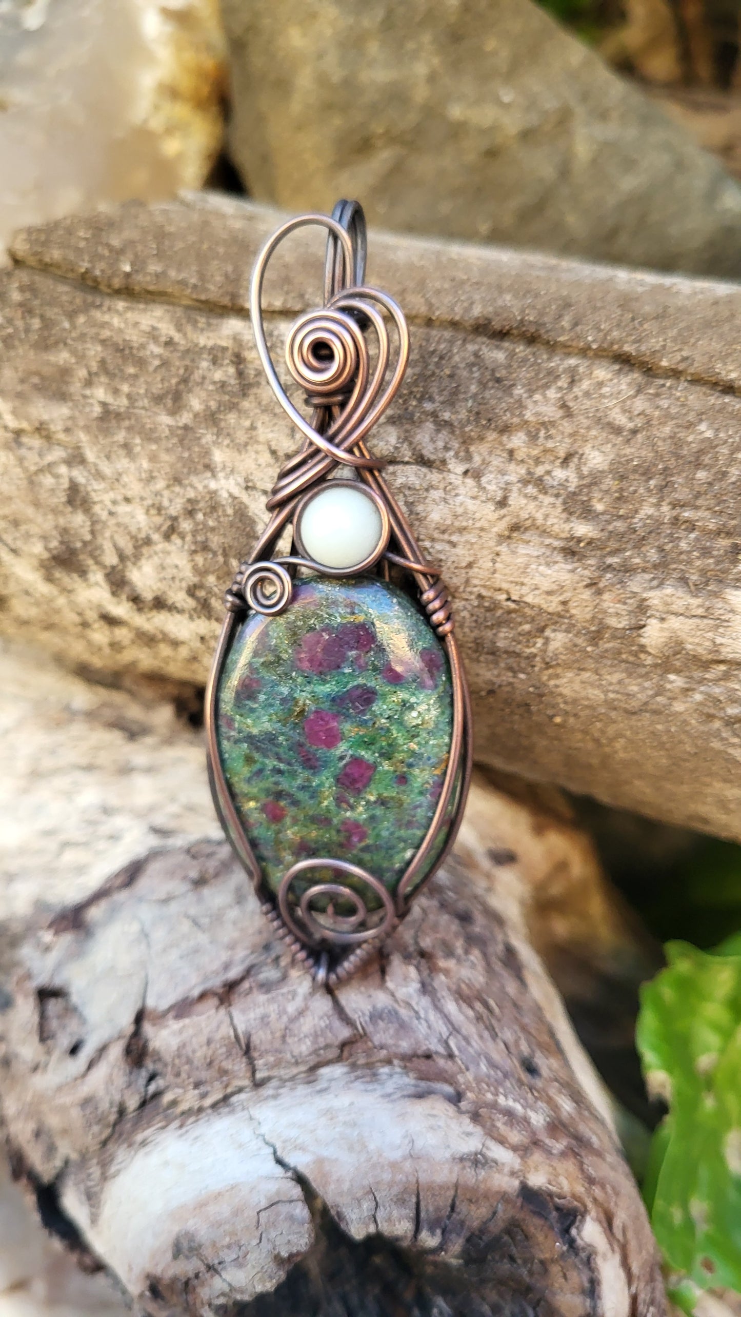 Ruby Fuchsite W/ Blue Glow Stone Accent Pendant
