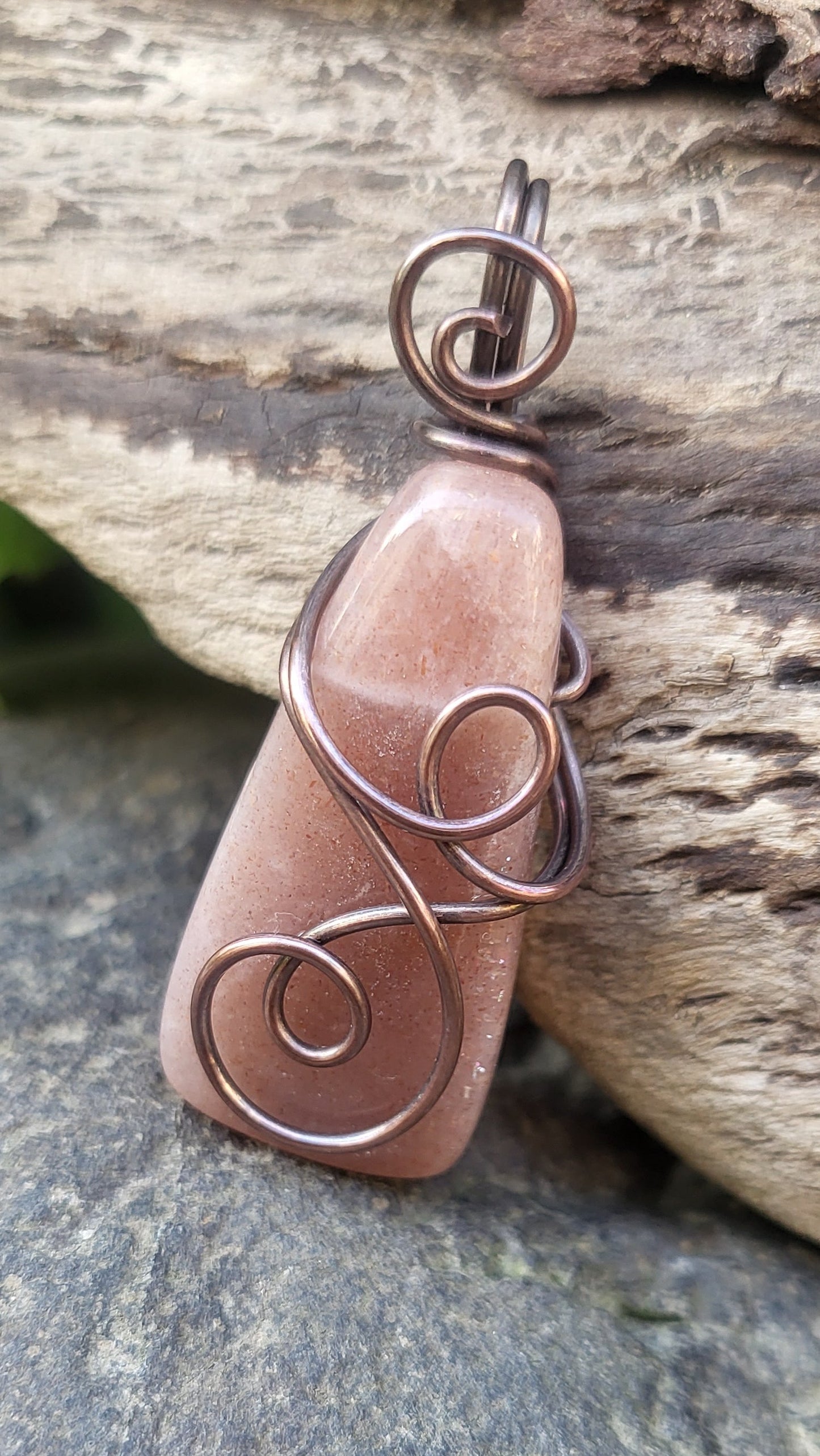 Peach Moonstone Copper Pendant
