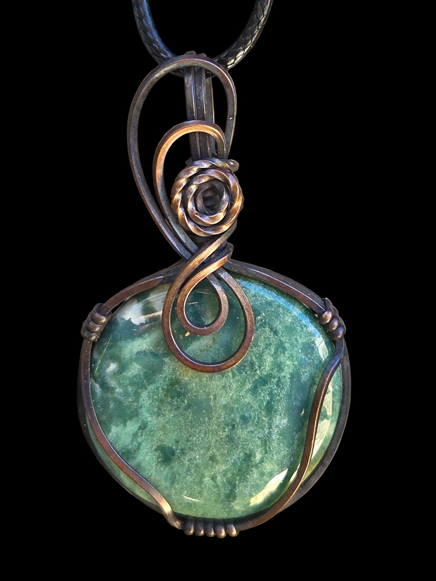 Saturn Chalcedony Copper Pendant