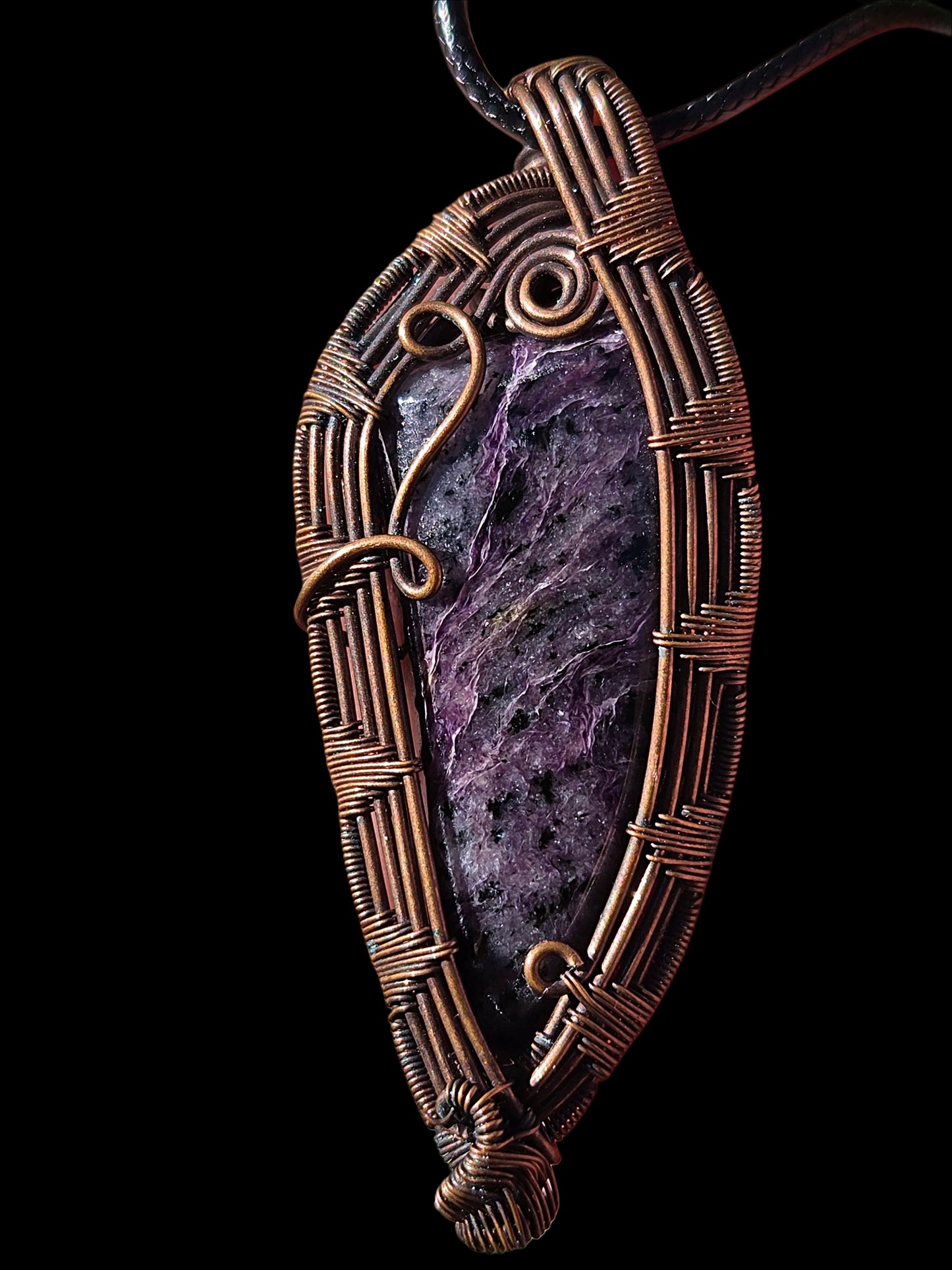 Charoite Copper Wire Wrap Pendant