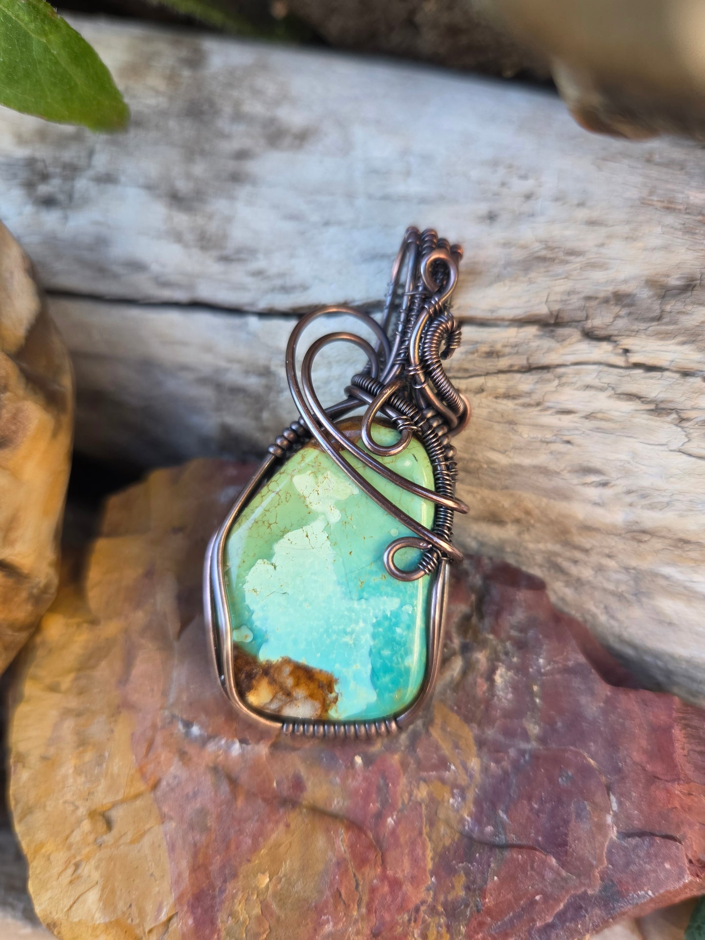 Handcrafted Royston Turquoise Copper Pendant