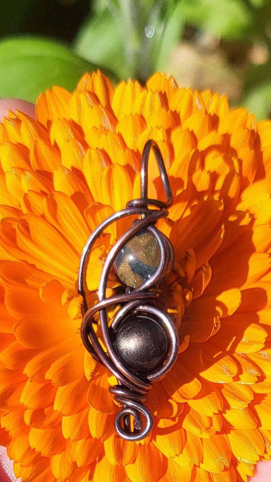Blue Lake Stone & Silver Sheen Obsidian Pendant