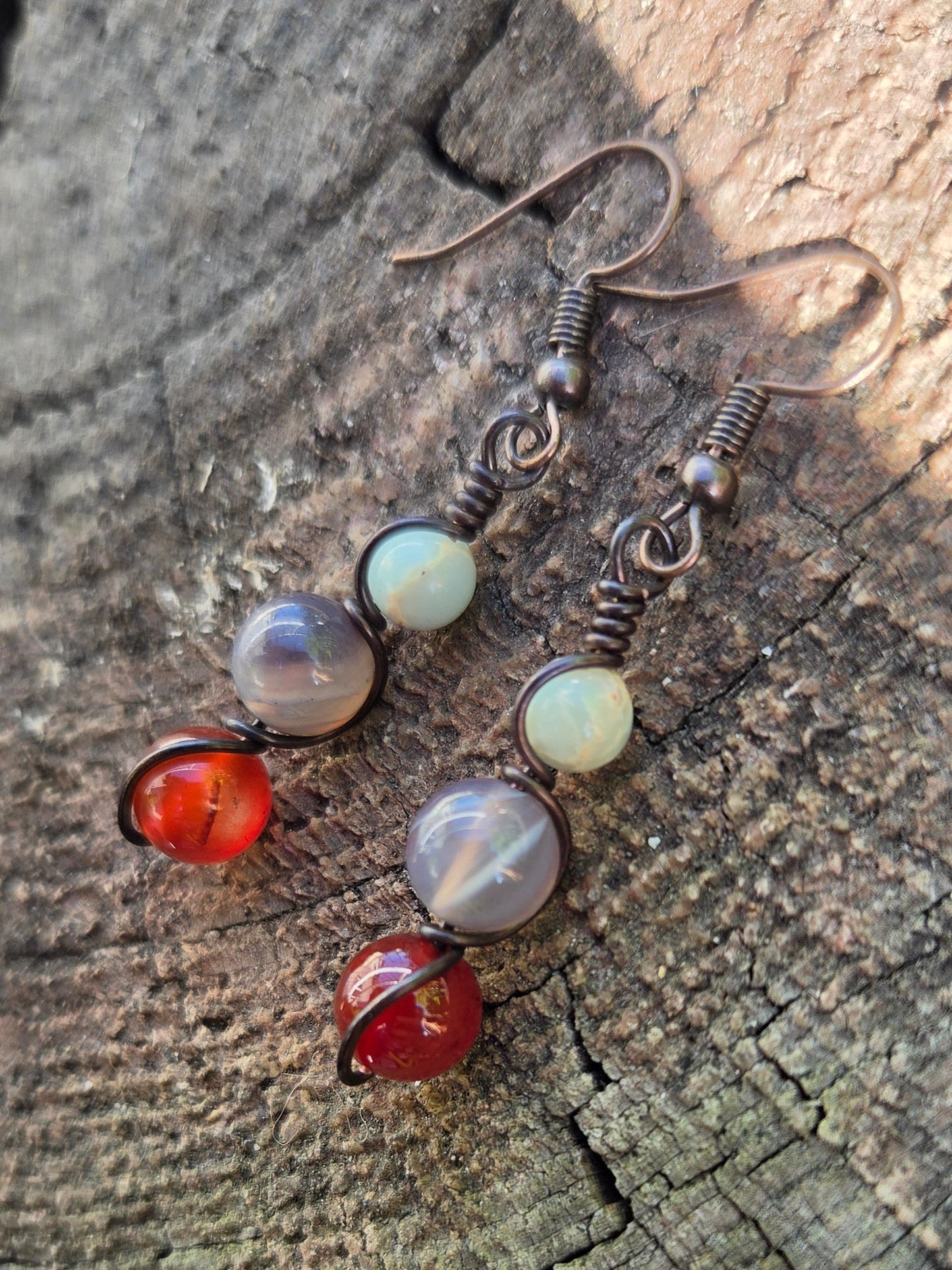 Agate & Jasper Stone Bead Earrings