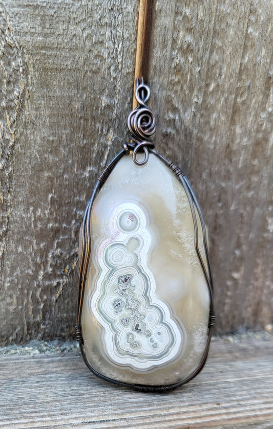 Orbicular Crazy Lace Agate Pendant