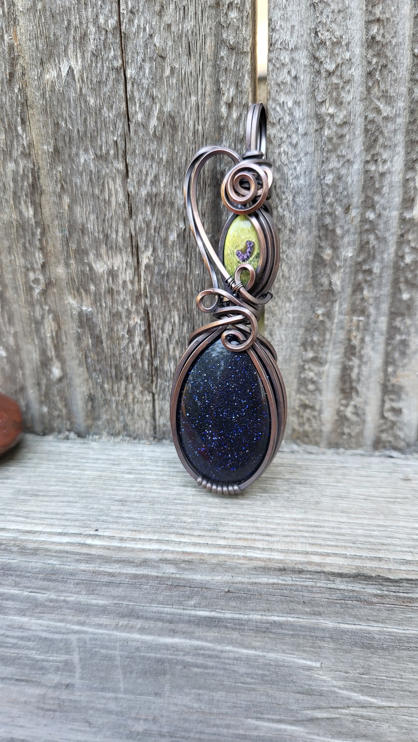 Atlantisite & Blue Goldstone Totem Pendant