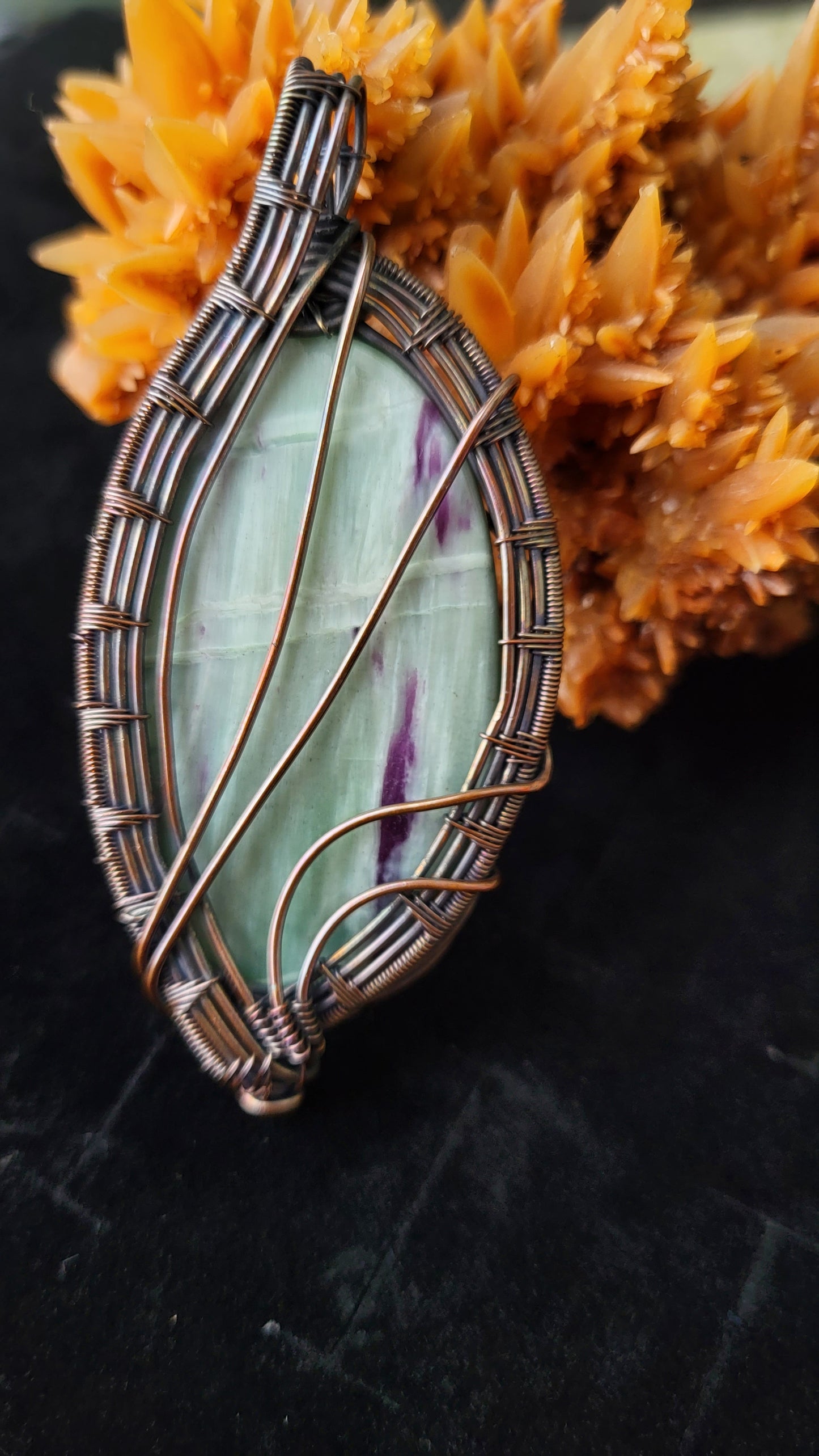 Kammererite Copper Wire Wrap Pendant