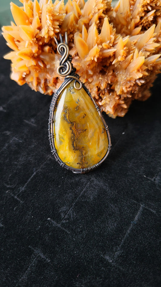 Trent Agate Copper Wire Wrap Pendant