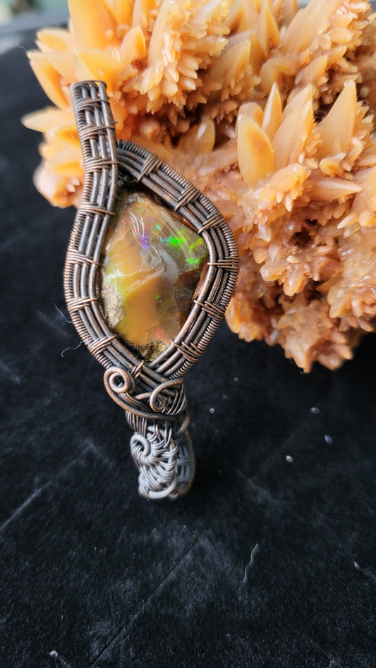 21.9 CT Rough Ethiopian Welo Opal Gemstone Pendant
