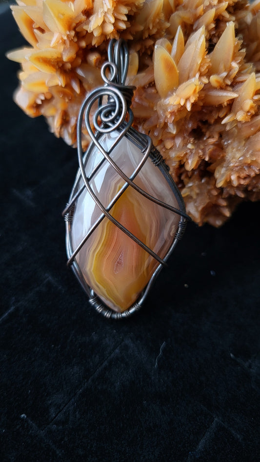 Orange Banded Botswana Agate Pendant