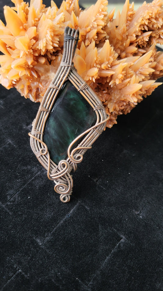 Green Velvet Obsidian Cabochon Pendant