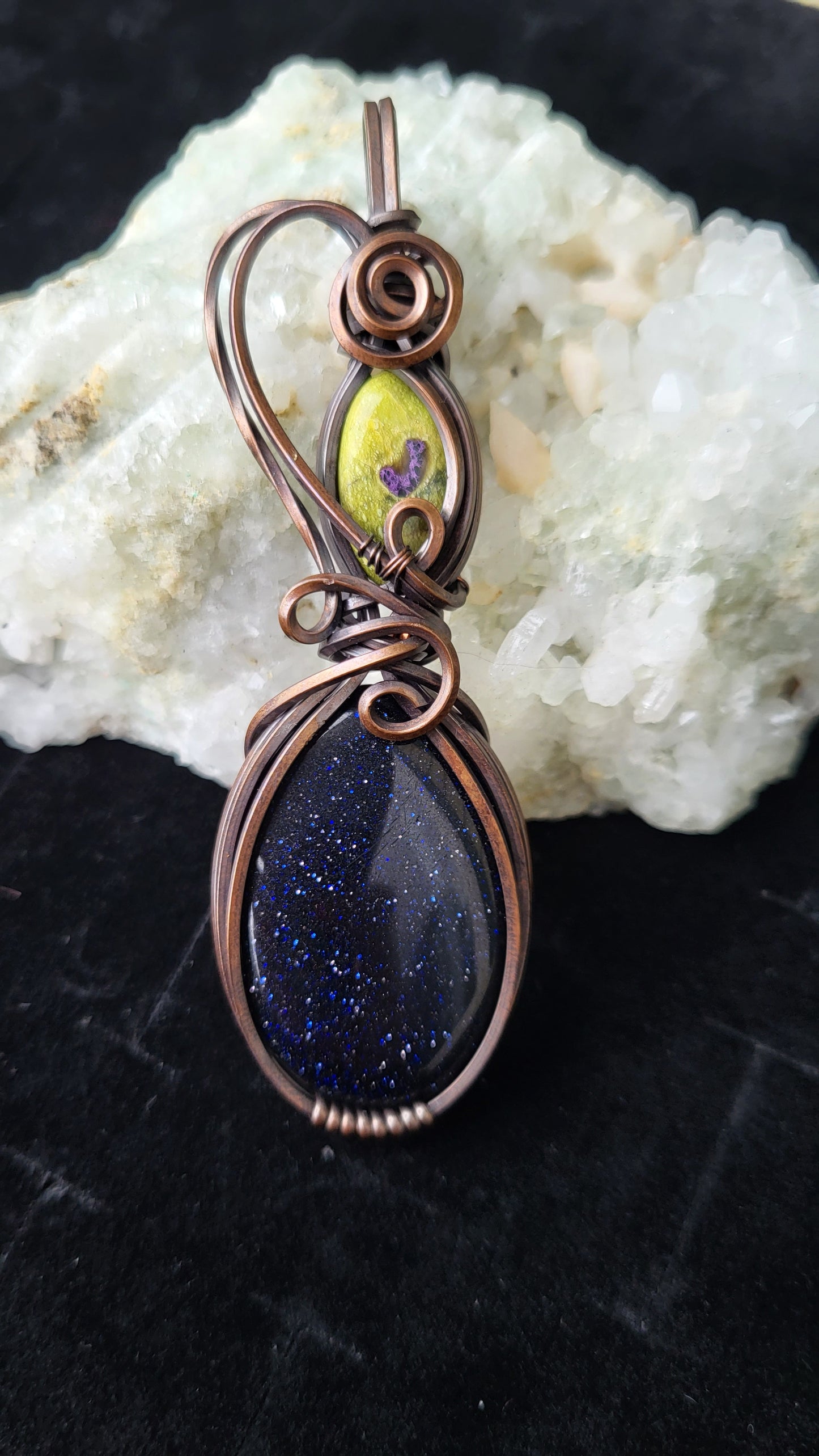 Atlantisite & Blue Goldstone Totem Pendant
