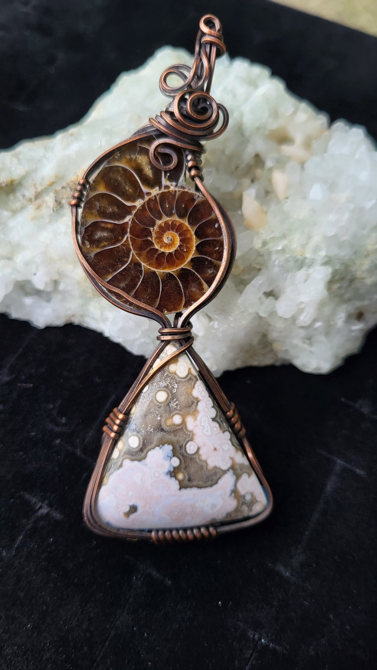 Ammonite 8th Vein Ocean Jasper Totem Pendant