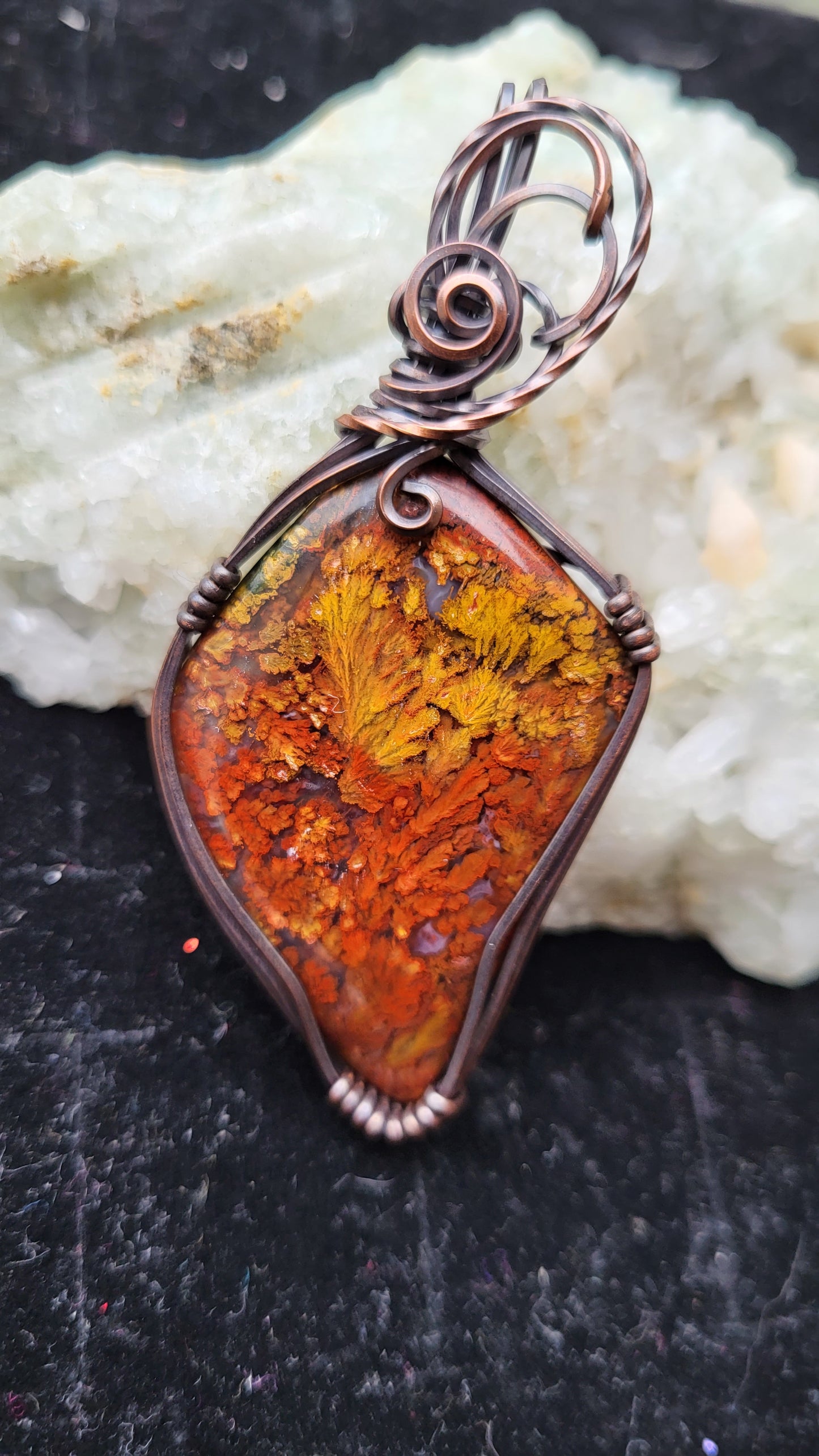 Plume Agate Cabochon Pendant
