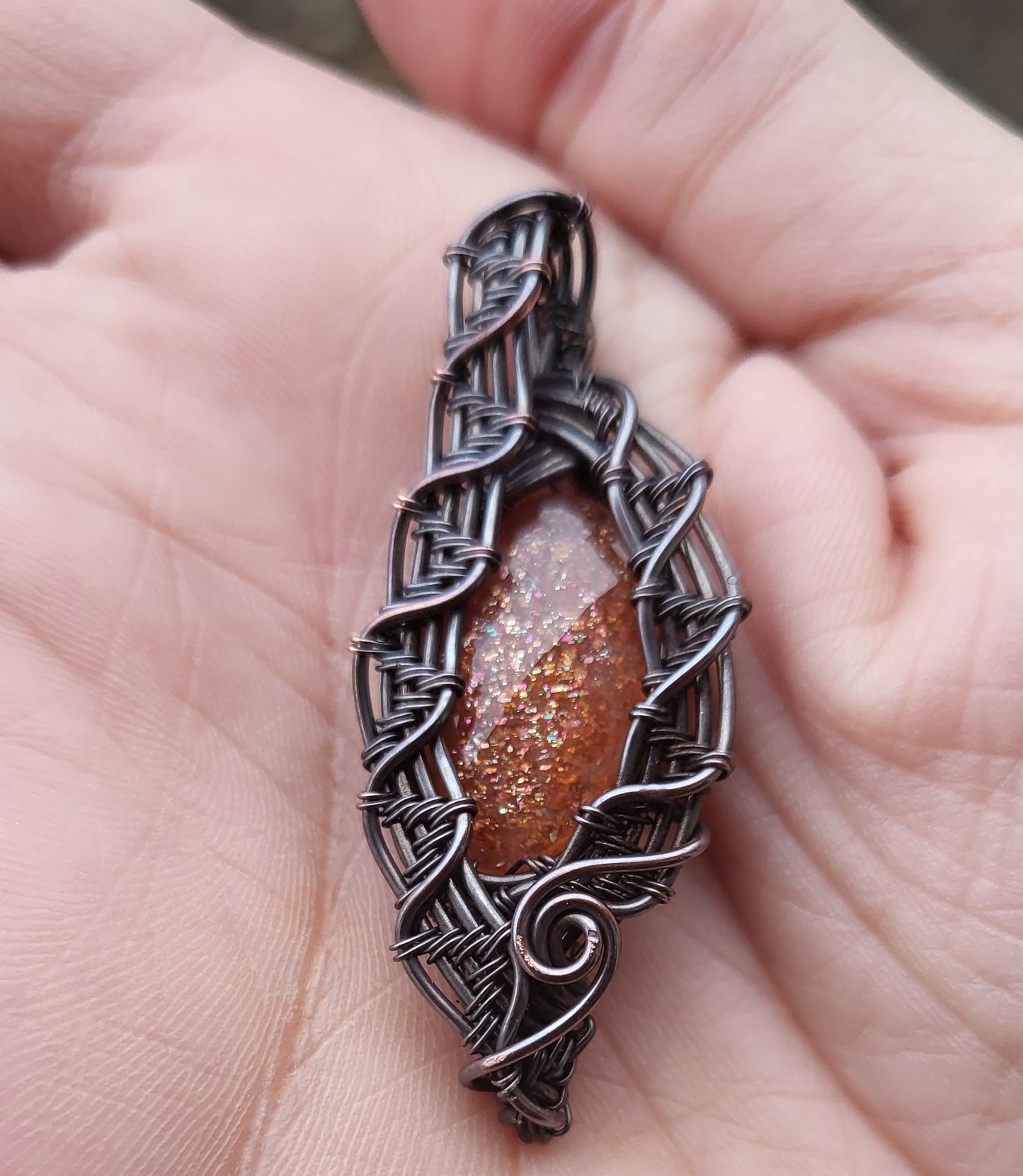 Faceted Rainbow Sunstone Pendant