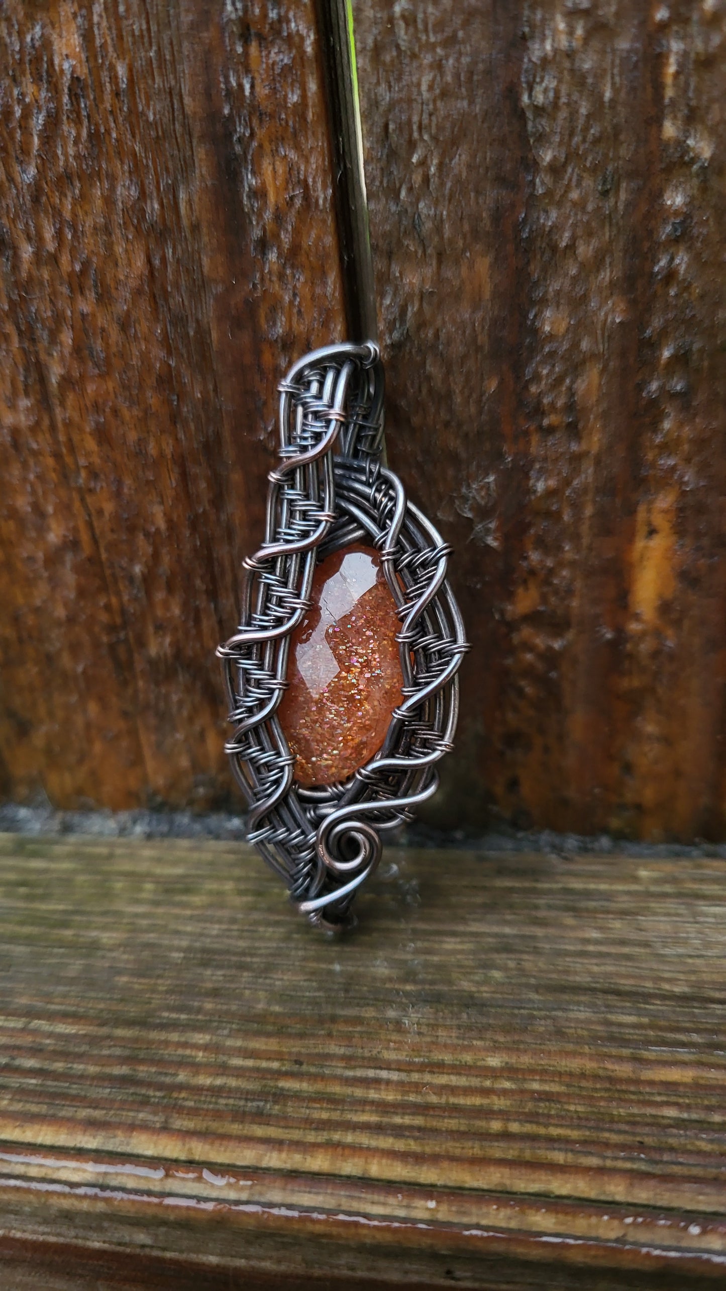 Faceted Rainbow Sunstone Pendant
