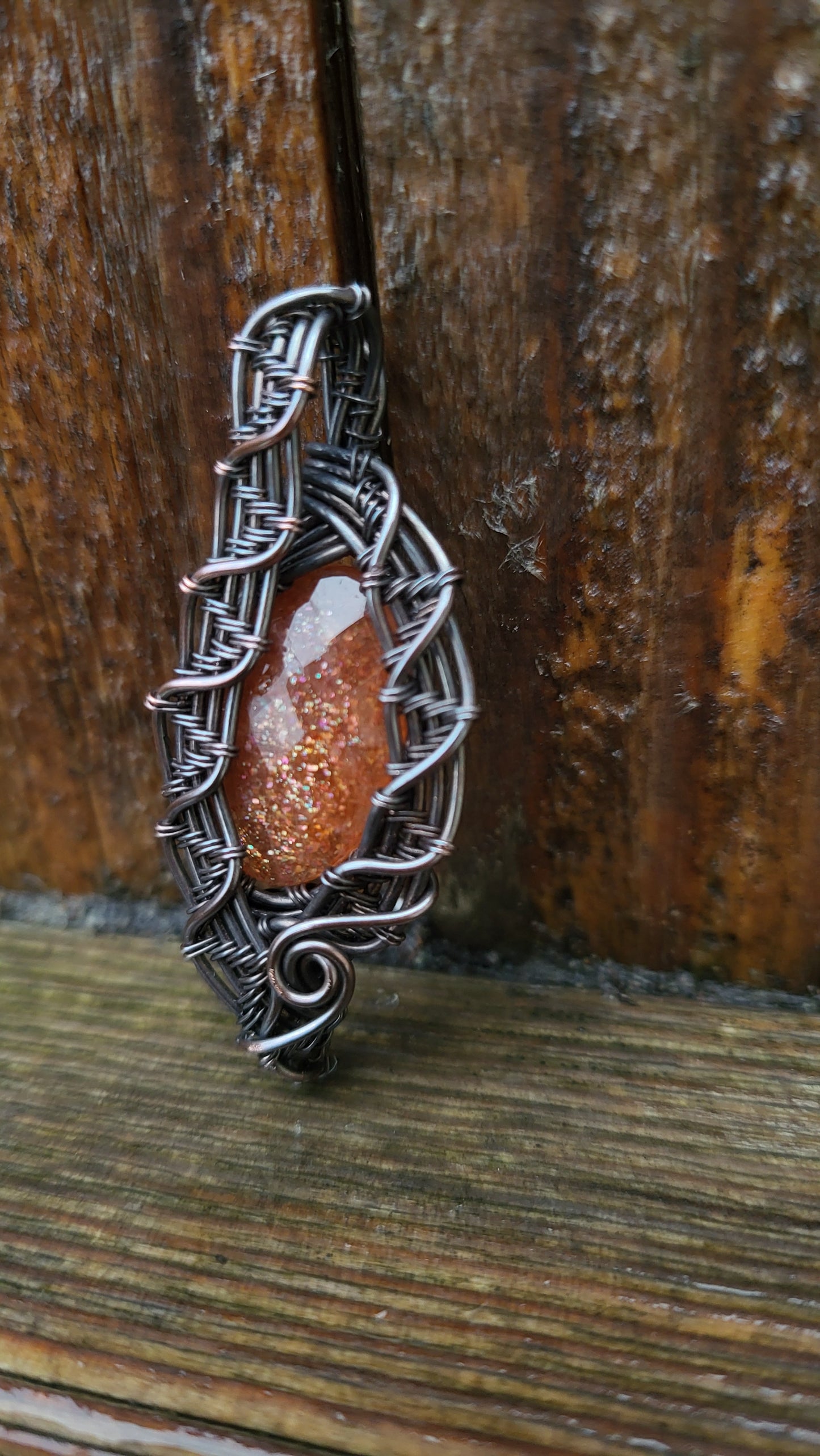 Faceted Rainbow Sunstone Pendant