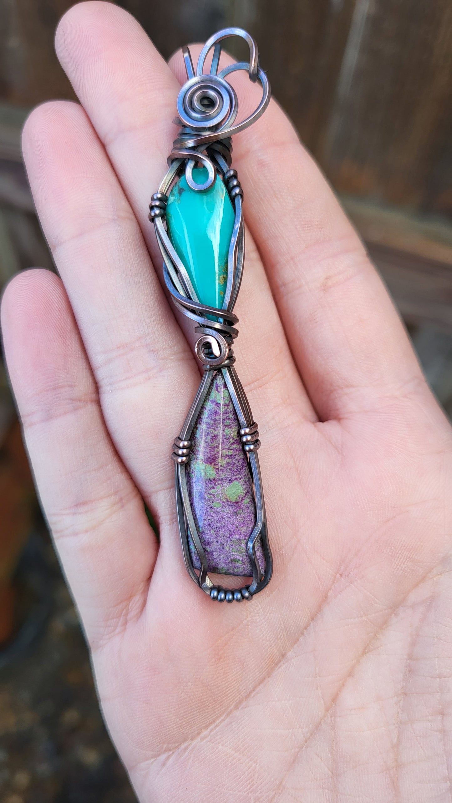 Chrysocolla & Stichtite Totem Pendant