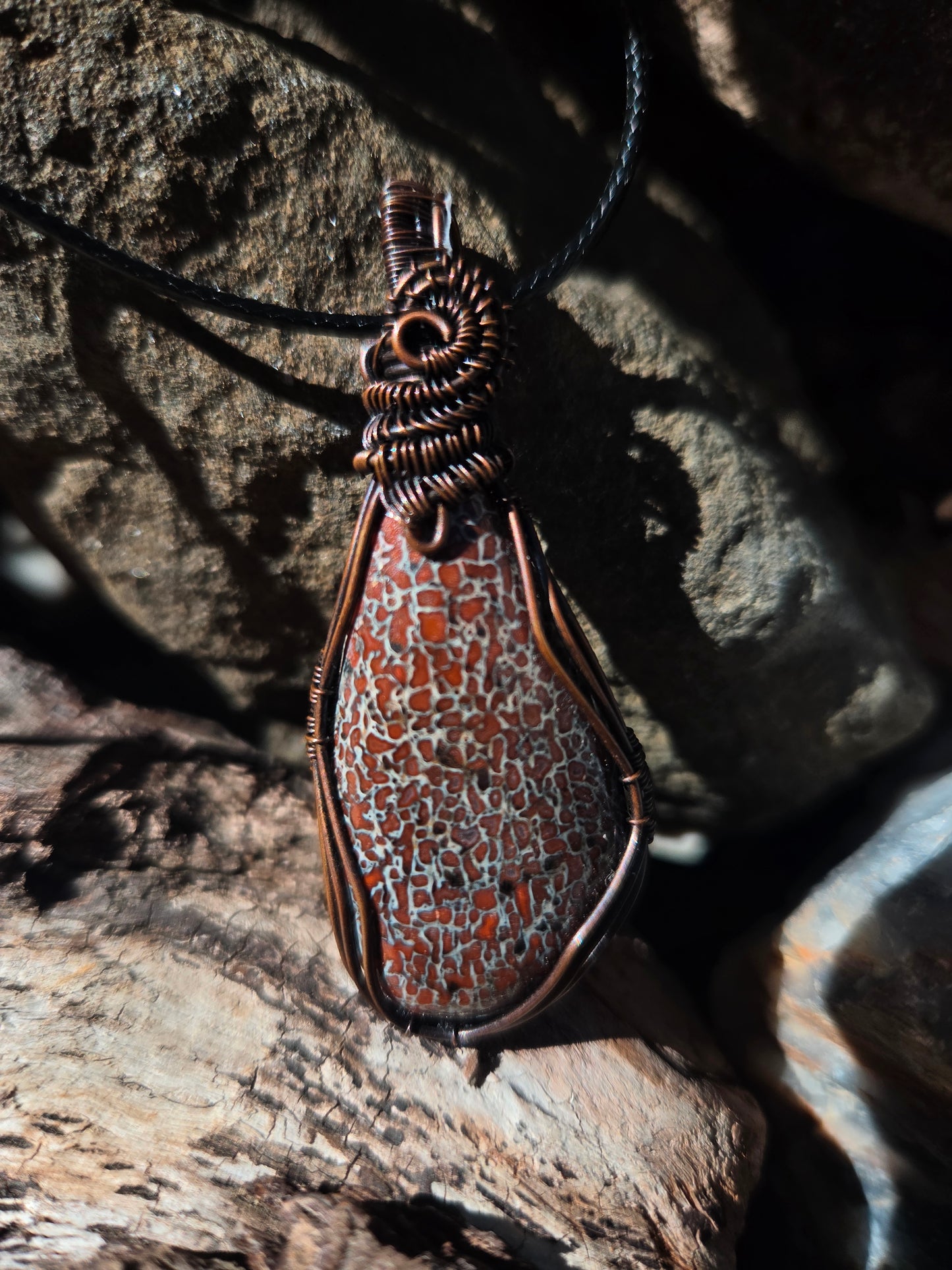 Dinosaur Bone Copper Wire Wrap Pendant
