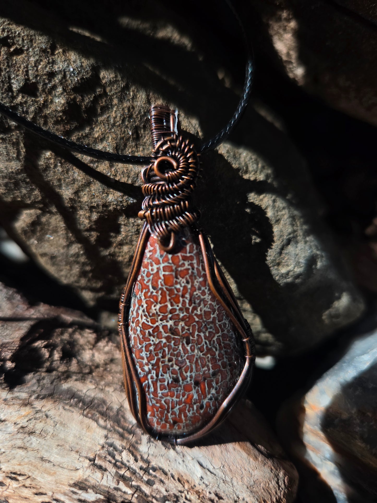 Dinosaur Bone Copper Wire Wrap Pendant