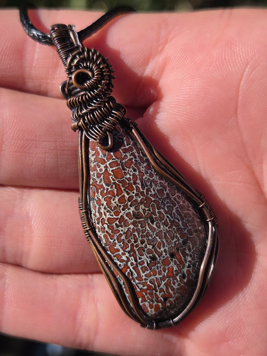 Dinosaur Bone Copper Wire Wrap Pendant