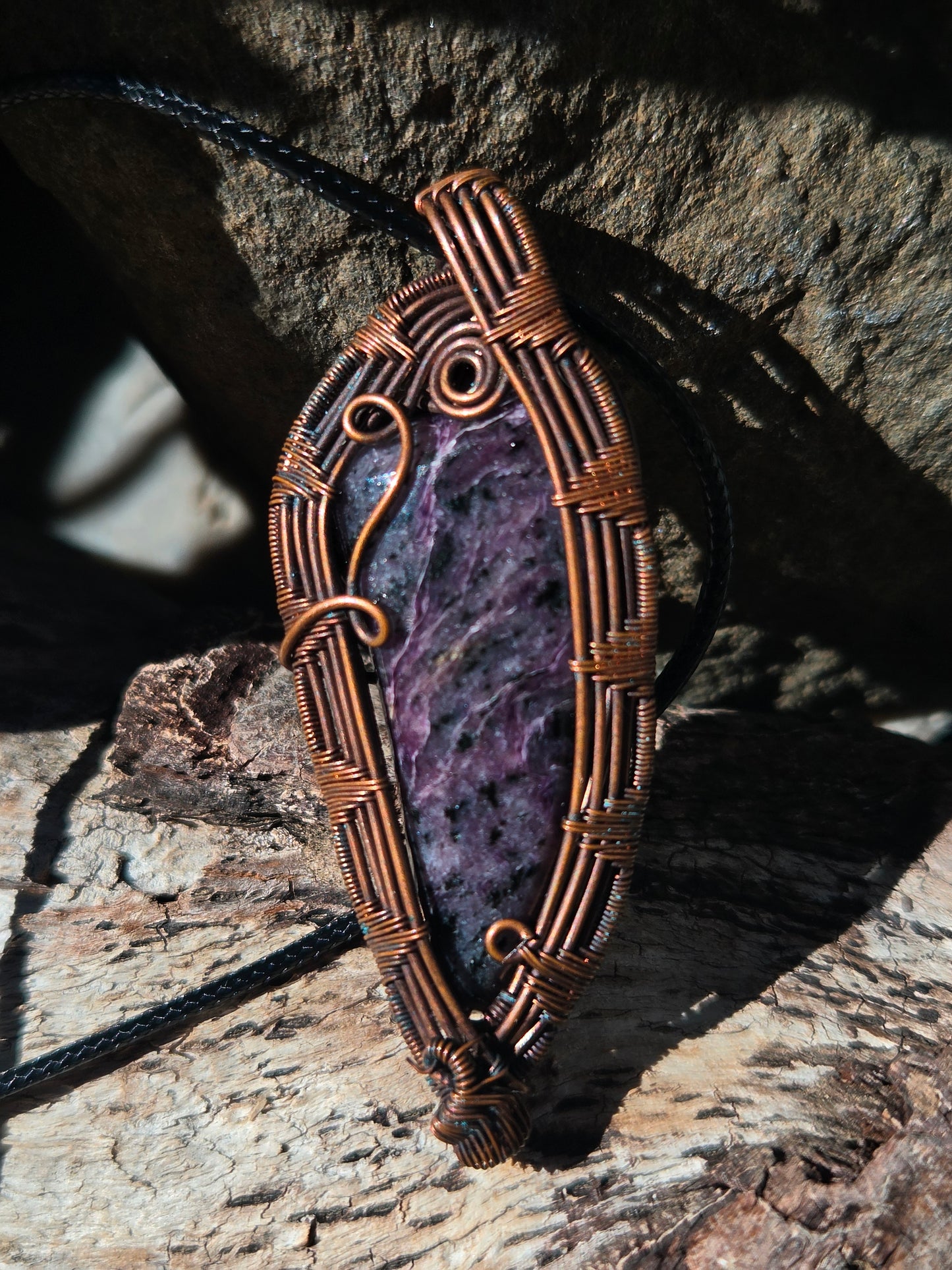 Charoite Copper Wire Wrap Pendant