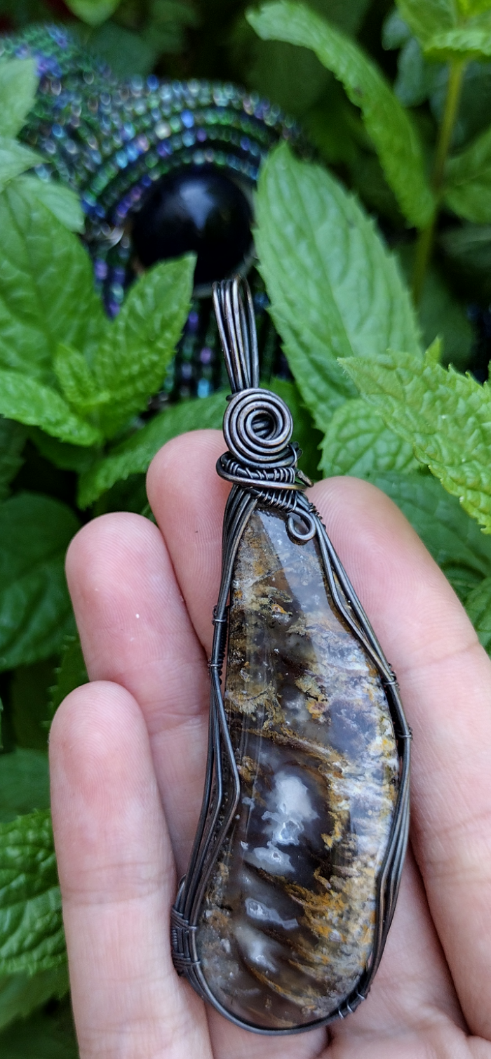 Plume Agate Pendant