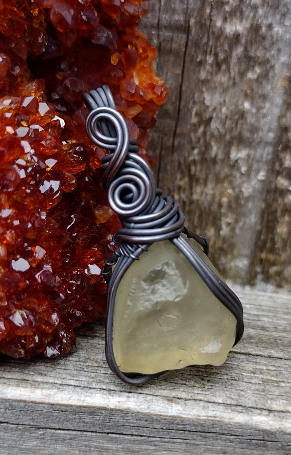Libyan Desert Glass Copper Pendant
