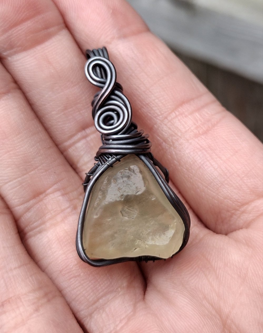 Libyan Desert Glass Copper Pendant