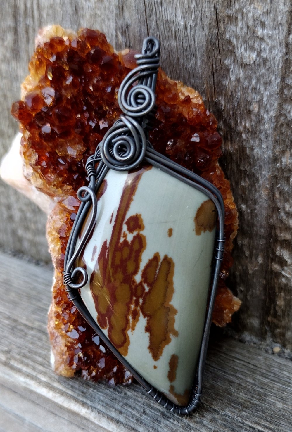 Owhyee Jasper Copper Wire Wrap Pendant