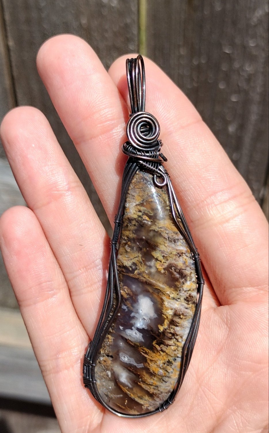 Plume Agate Pendant