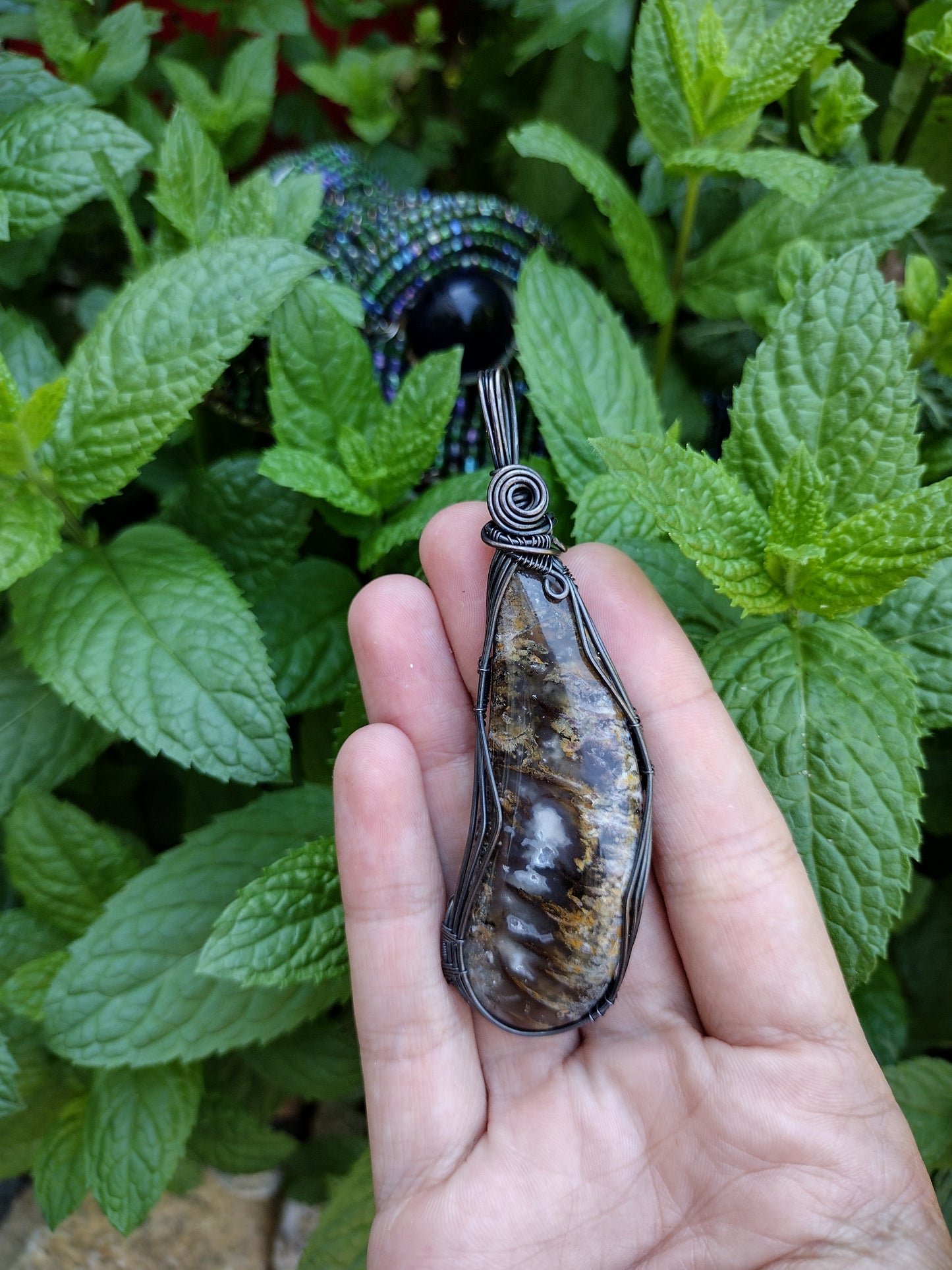 Plume Agate Pendant