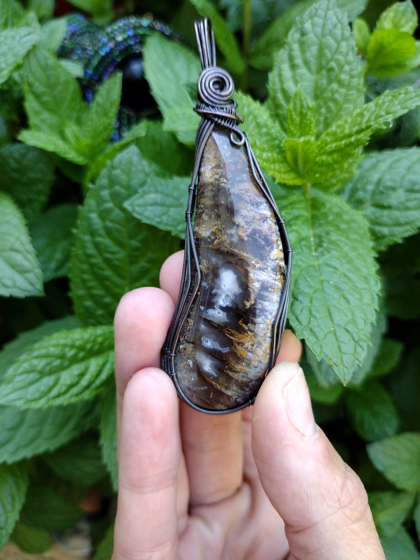Plume Agate Pendant