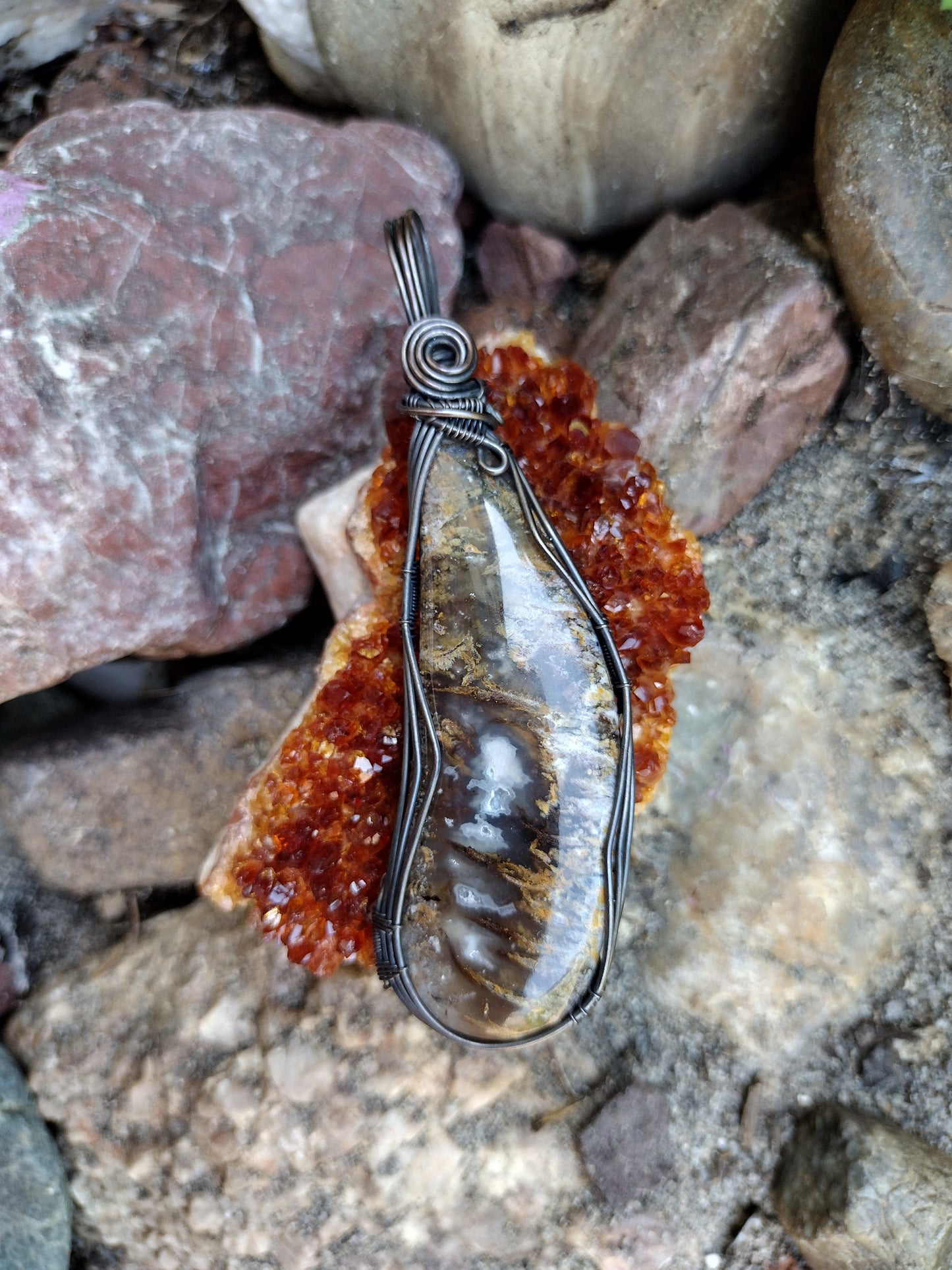 Plume Agate Pendant