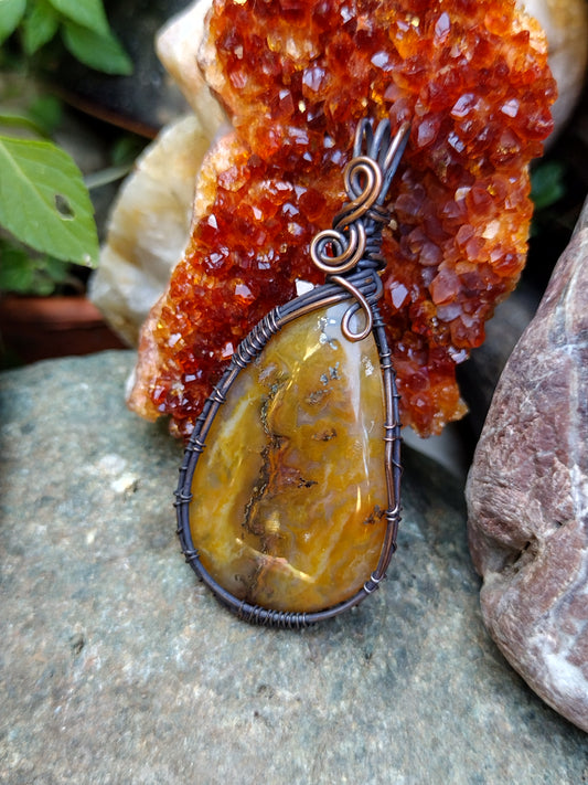 Trent Agate Copper Wire Wrap Pendant