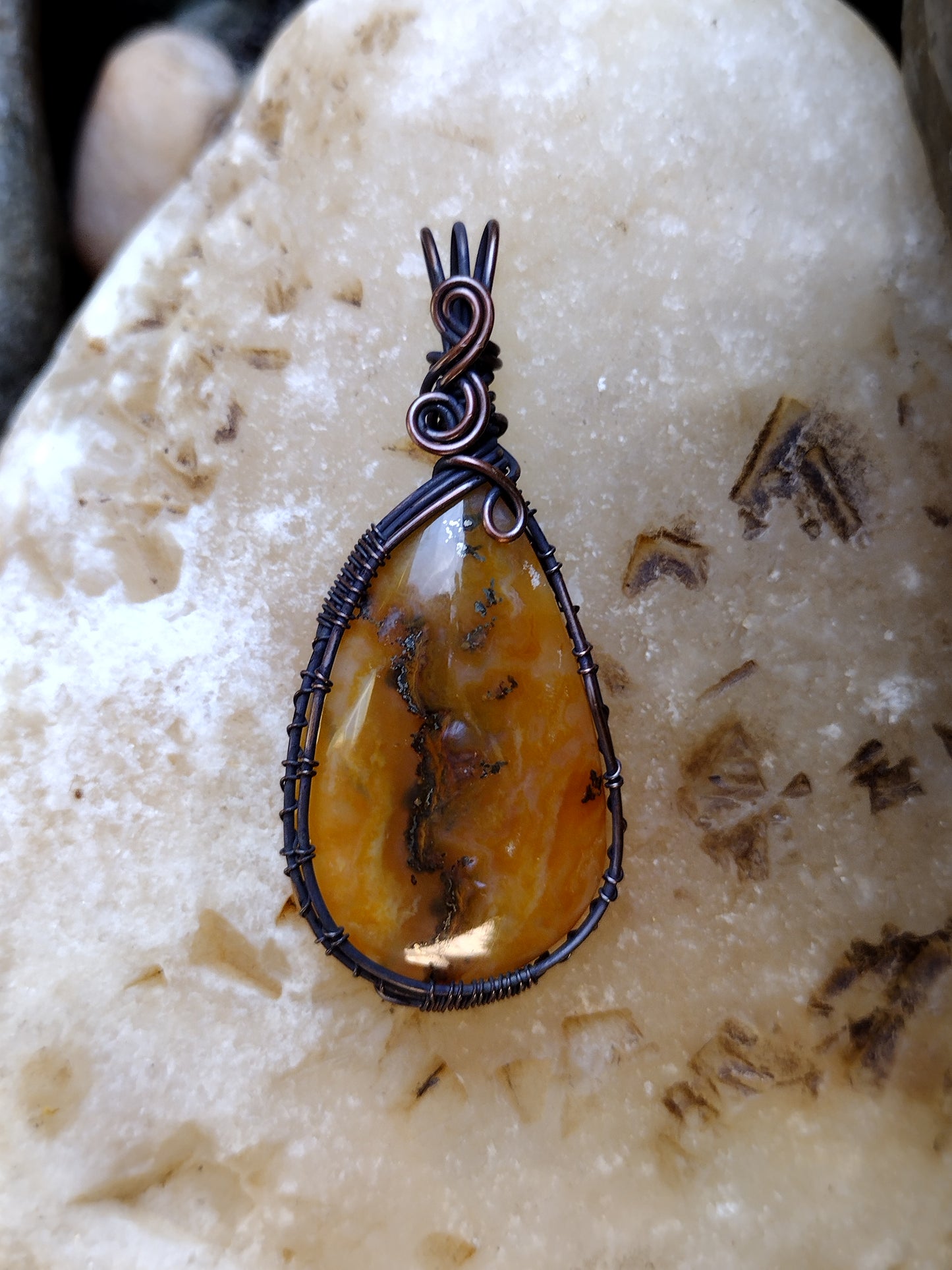 Trent Agate Copper Wire Wrap Pendant