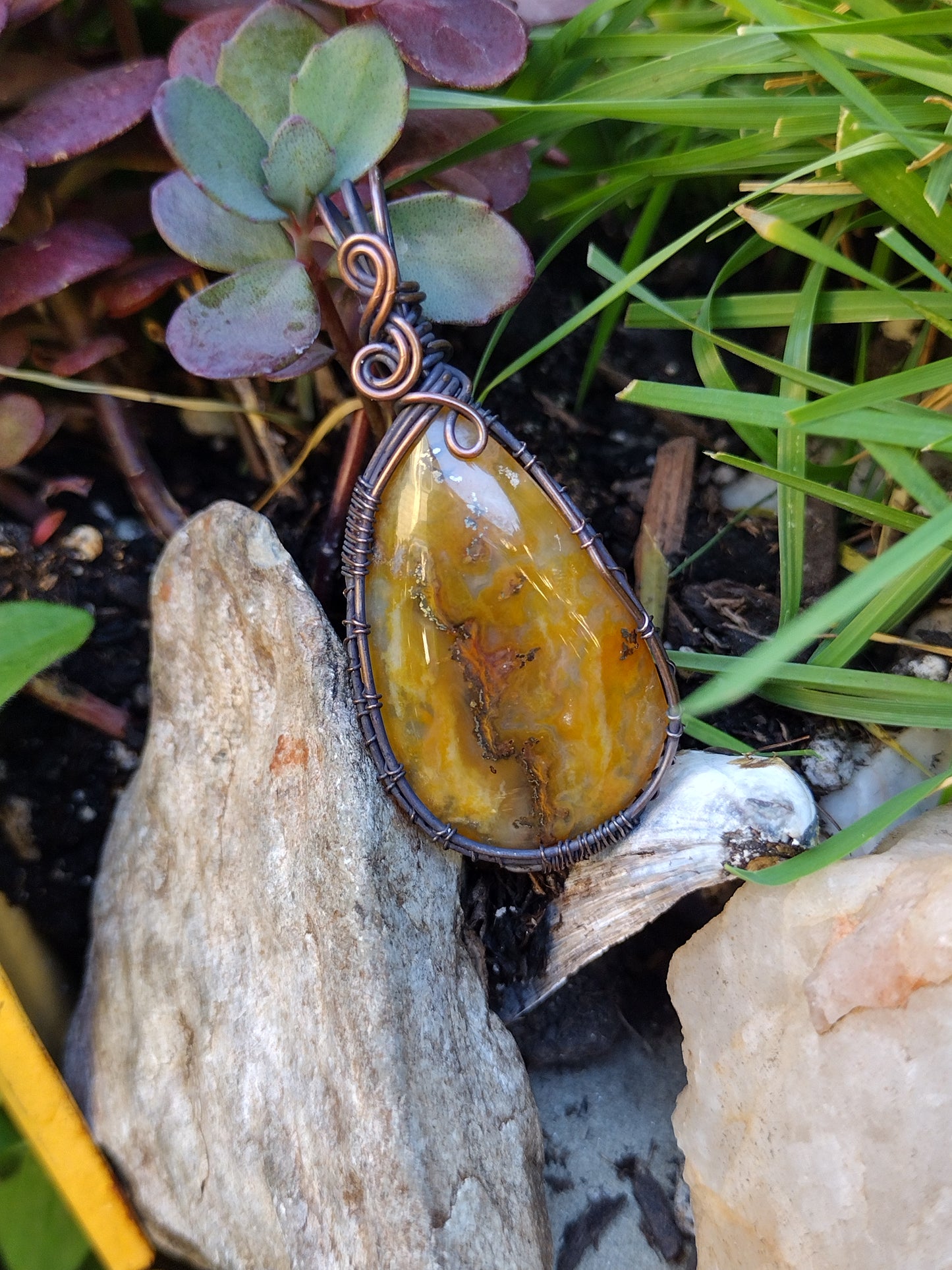 Trent Agate Copper Wire Wrap Pendant