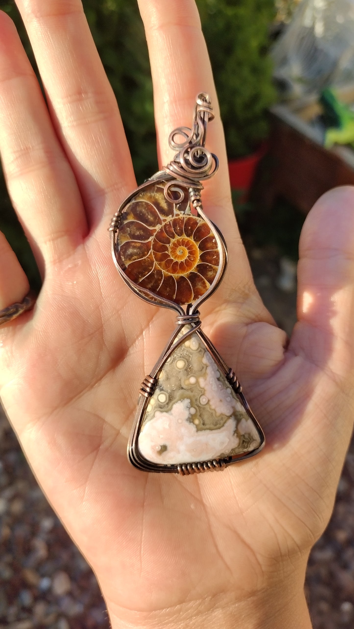 Ammonite 8th Vein Ocean Jasper Totem Pendant